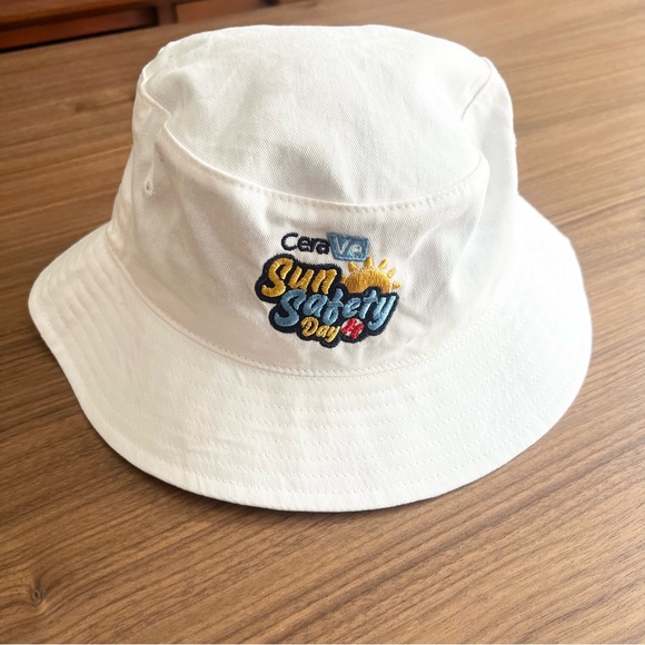 White bucket hat summer Cerave sun safety bucket hat RARE GIVEAWAY MERCH - Picture 1 of 4